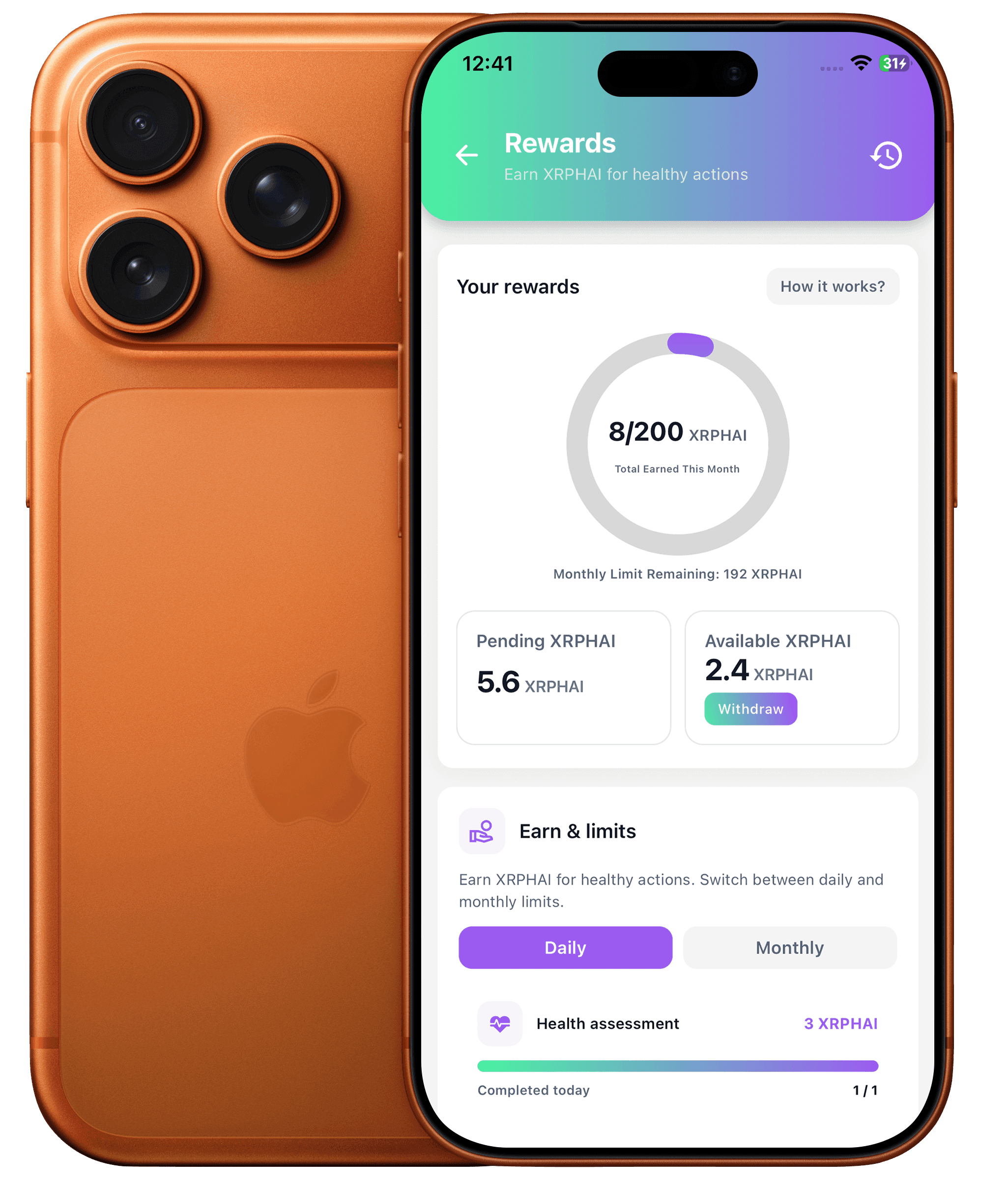 XRPH AI 奖励界面预览